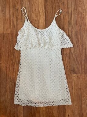 chinese dress ladies Elegant White Lace Long-Sleeve Mini Dress Short Lace V-Neck Wedding Dress White / 0 main image 1